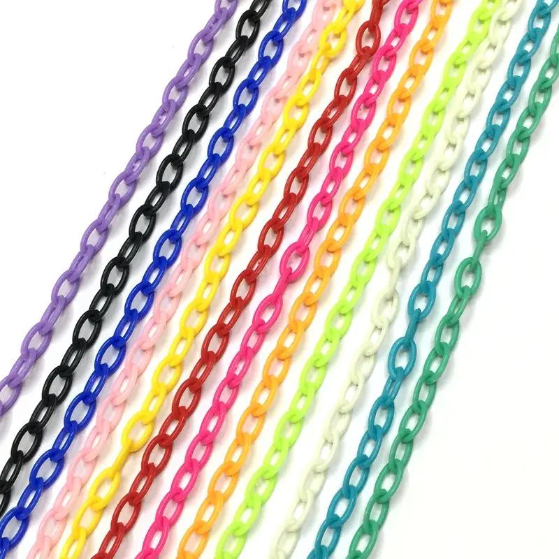 10pcs/bag 8x13mm Colorful Jewelry Chain Necklace Plastic Warning Link For Handmake DIY Accessories