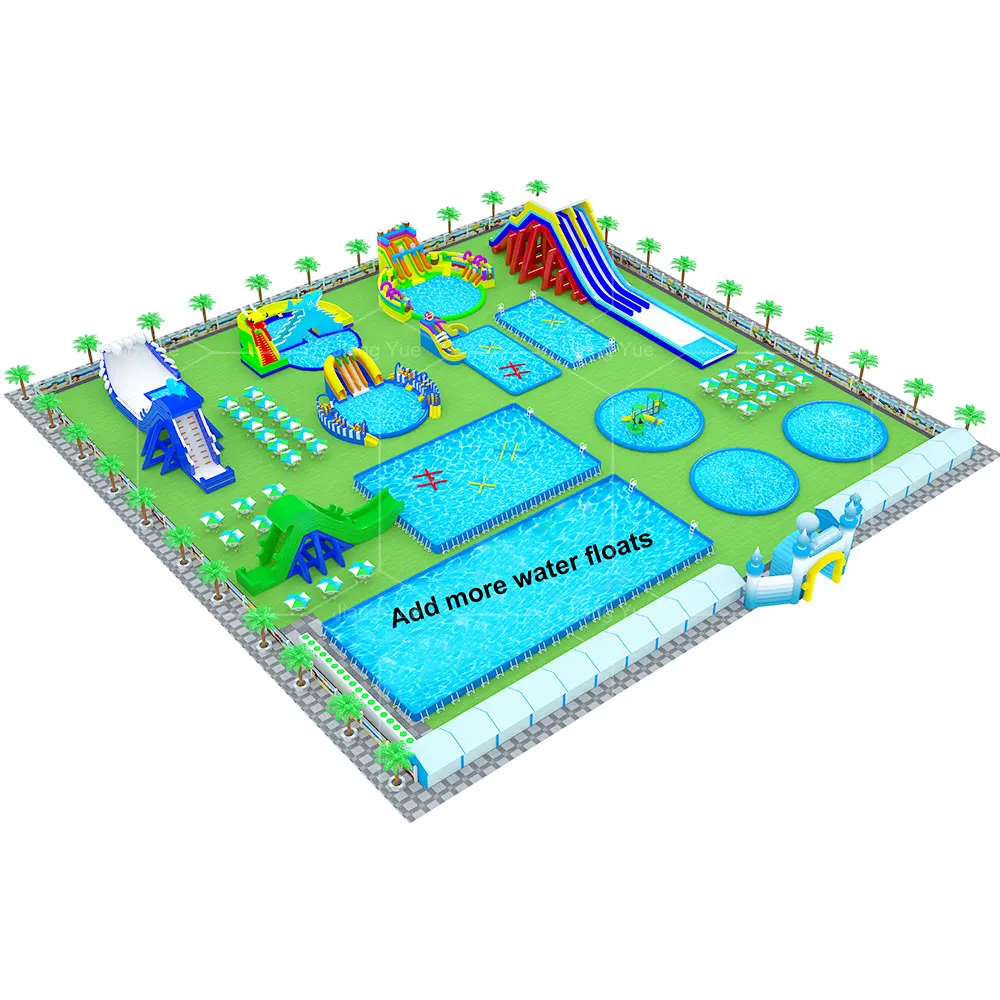 Customized Commercial Inflatable Water with Park with Slide Inflatable Resort Water Park with Pool on Ground Land for Sale