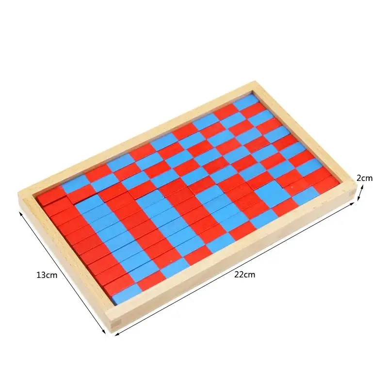 Juguete de matemáticas Montessori de tamaño pequeño, varillas azules y rojas, caja de palos, varillas rojas digitales 1-10 con caja de madera, juguetes para niños de aprendizaje temprano