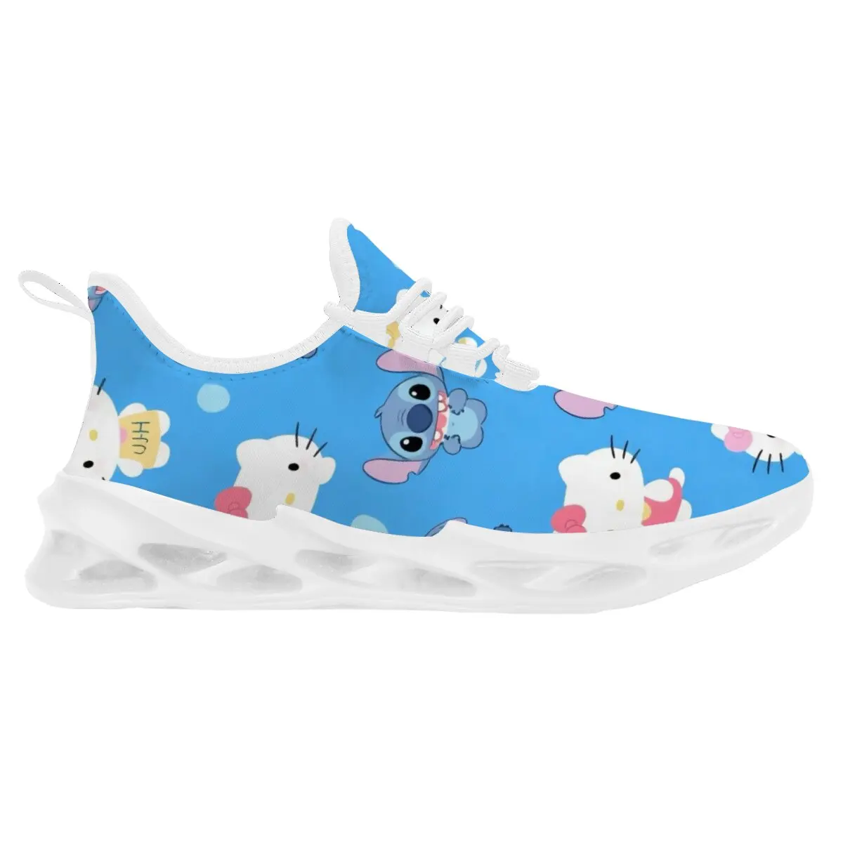 Scarpe da donna Disney Scarpe da ginnastica blu cartone animato con punto Hello Kitty Moda sportiva da passeggio Scarpe basse da tennis casual per uomo