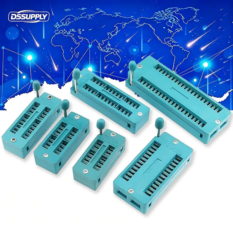 2PCS 2.54mm IC Lock Seat Test Universal Zif Sockets 14P 16P 18P 20P 24P 28P 32P 40P Socket 14Pin 16Pin 18Pin 20Pin 24Pin 28Pin
