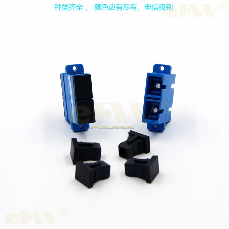 10 buah Sc Duplex Mode tunggal Ear Split Pc serat biru Flange Adapter Coupler Grade listrik