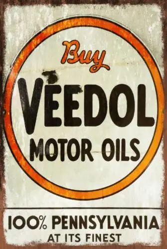 Veedol Motor Oils Pennsylvania Aged Look Vintage Retro Style Metal Sign Plaque