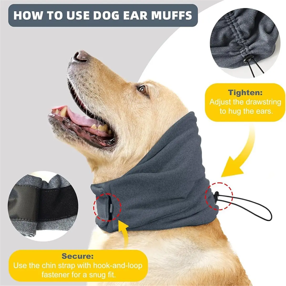 Dog Ear , Comfortable Neck and Warm Ear , Soothing Headband, Adjustable Multi-Functional Collar. S