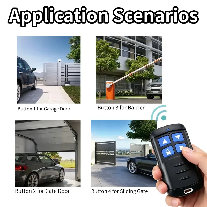 433MHz Wireless Cloning RF Remote Control Transmitter Smart Home Garage Door Gate Opener Duplicator Key Fob