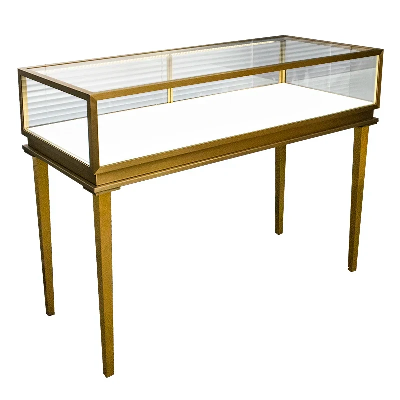 custom.Customizable Metal Glass Jewelry Showcase Cabinet with LED Lighting Square Design Shopping Malls Accessories Storage