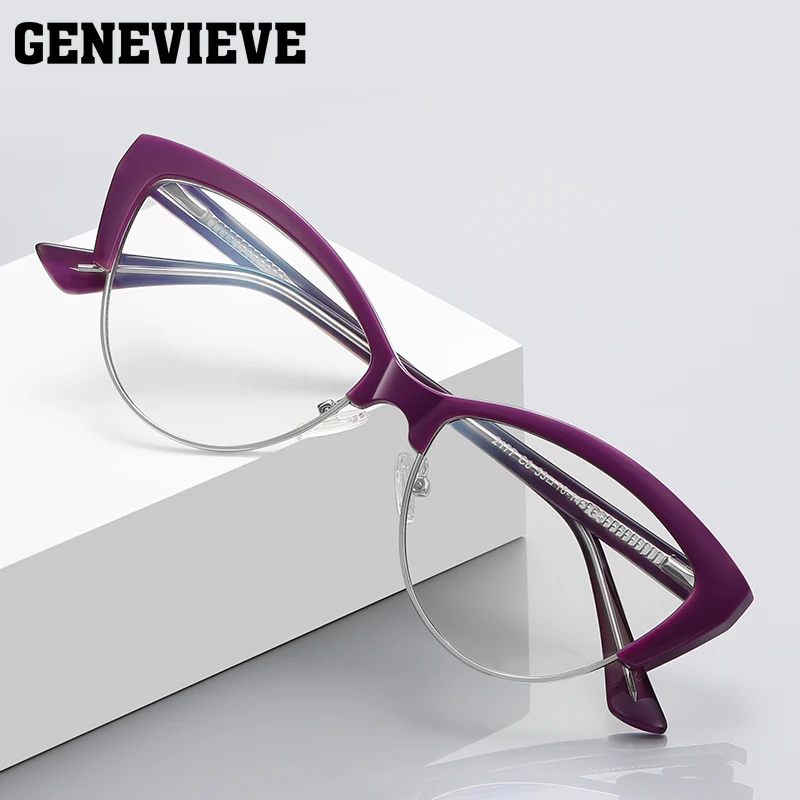GENEVIEVE New Fashion Geometric Small Frame Design Reading Glasses Anti-Blue Light Glasses Customized Prescription Available