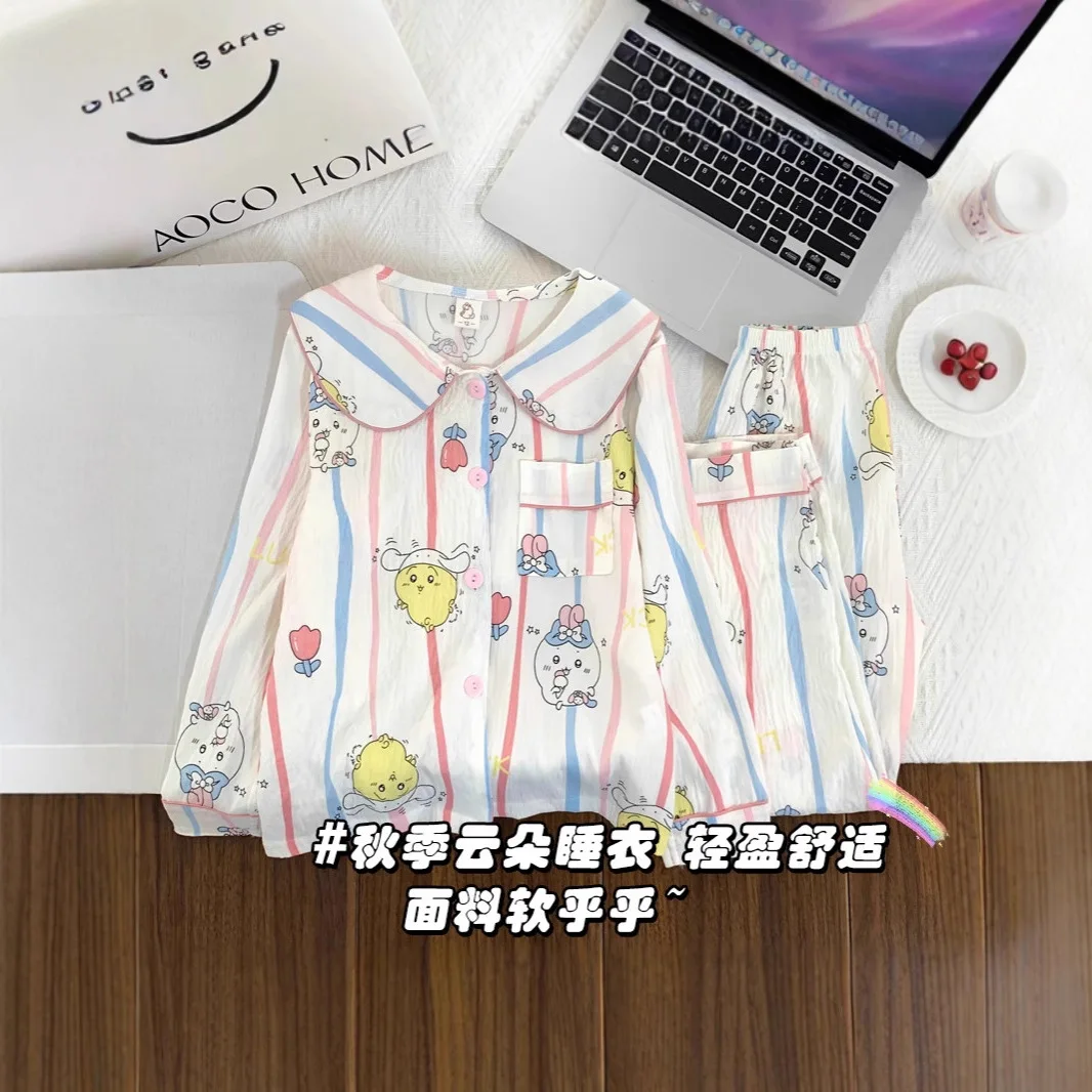 

2026 новые детские пижамы с воротником принцессы, весенне-осенняя хлопковая тонкая домашняя одежда с длинными рукавами и рисунком в западном стиле