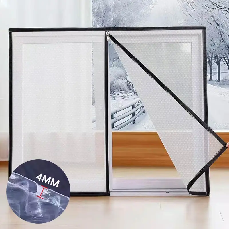 Windproof and warm film sealing window, windproof curtain, anti leakage zipper, no punching bubble film, black edge wrapping