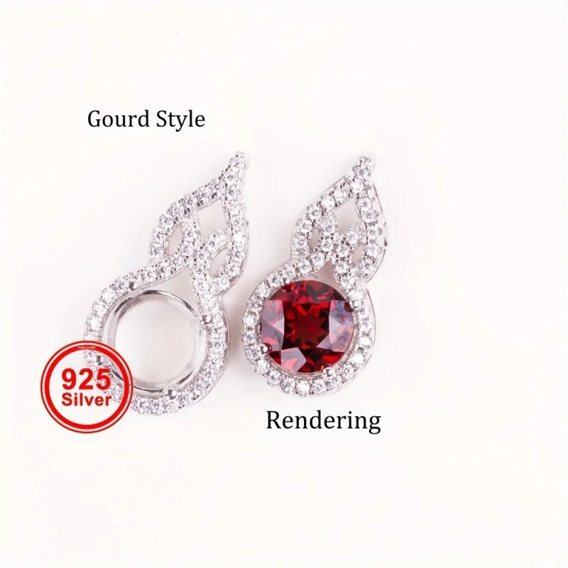 

1Pc 5-11MM Round Prong Pendant Settings Solid 925 Sterling Silver Filigree Gemstone Charm Bezel Tray DIY Supplies