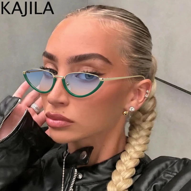 

Vintage Sexy Small Frame Cat Eye Punk Sunglasses Women 2026 Luxury Design Steampunk Metal Sun Glasses Lady Half Outdoor Shades