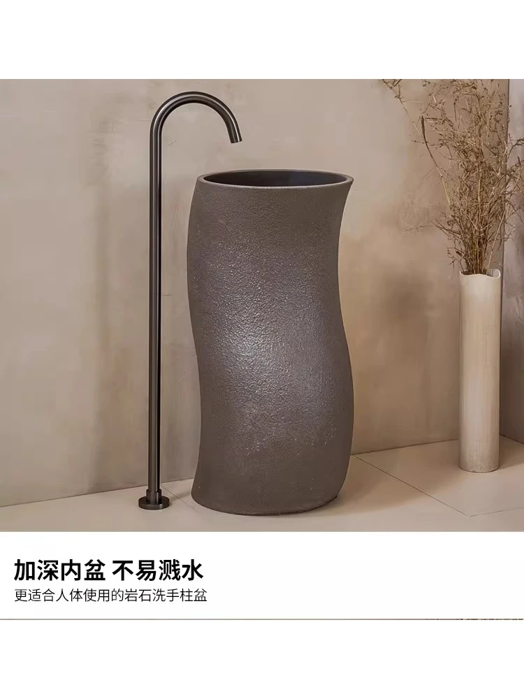 

Wabi Sand Cream Wind Floor-to-Floor Integrated Art Wash Pool Personality Creative Homestay Wash Table