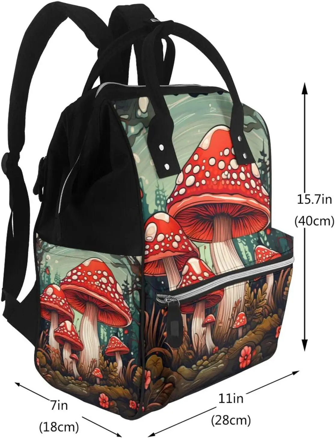 Mushrooms Print Diaper Bag Backpack for Women Multifunction Travel Nappy Bag Waterproof Mummy Backpacks