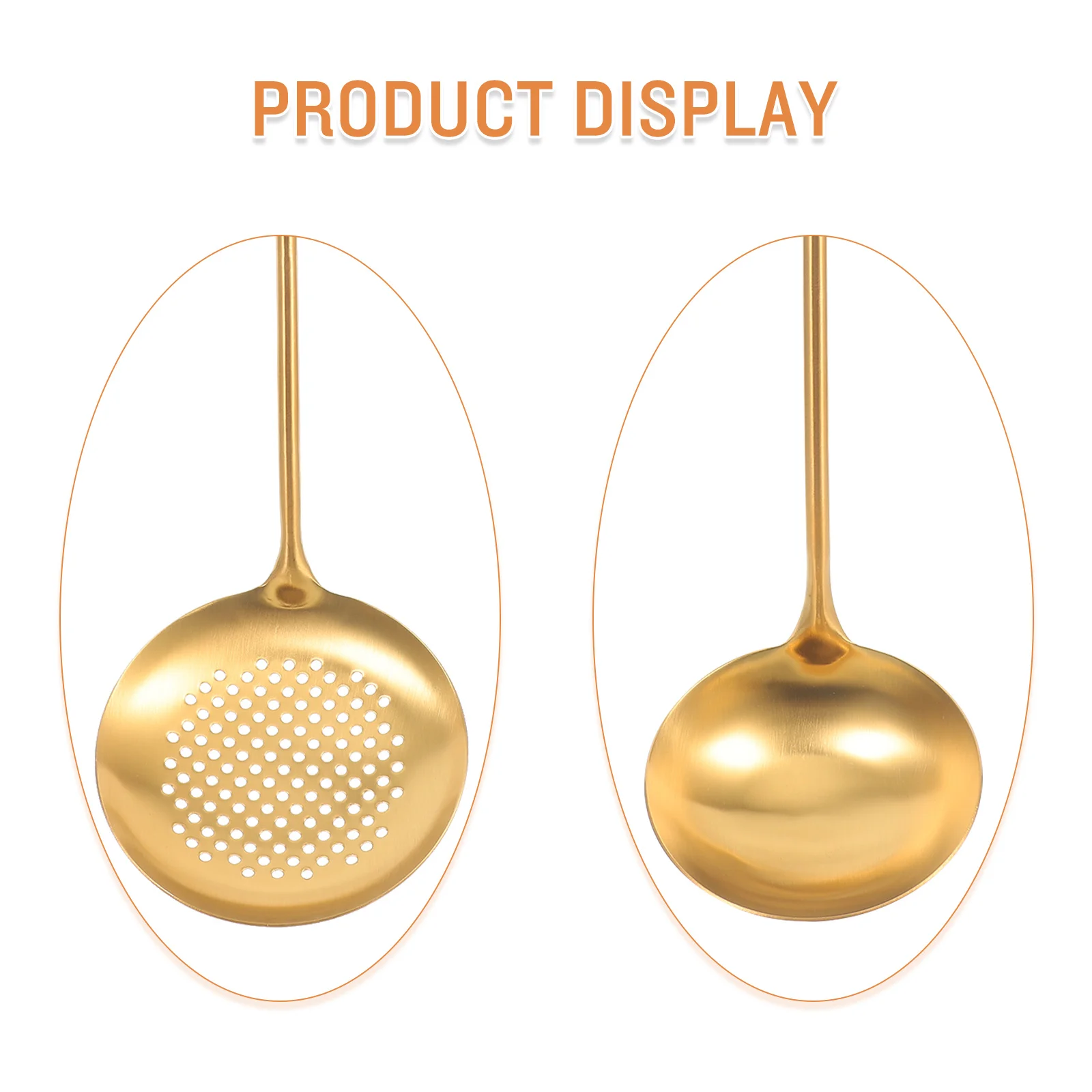 

2Pcs Stainless Steel Soup Spoon Slotted Long Handle Multi-Use Kitchen Serving Scoop Practical Utensil Soup Spoon