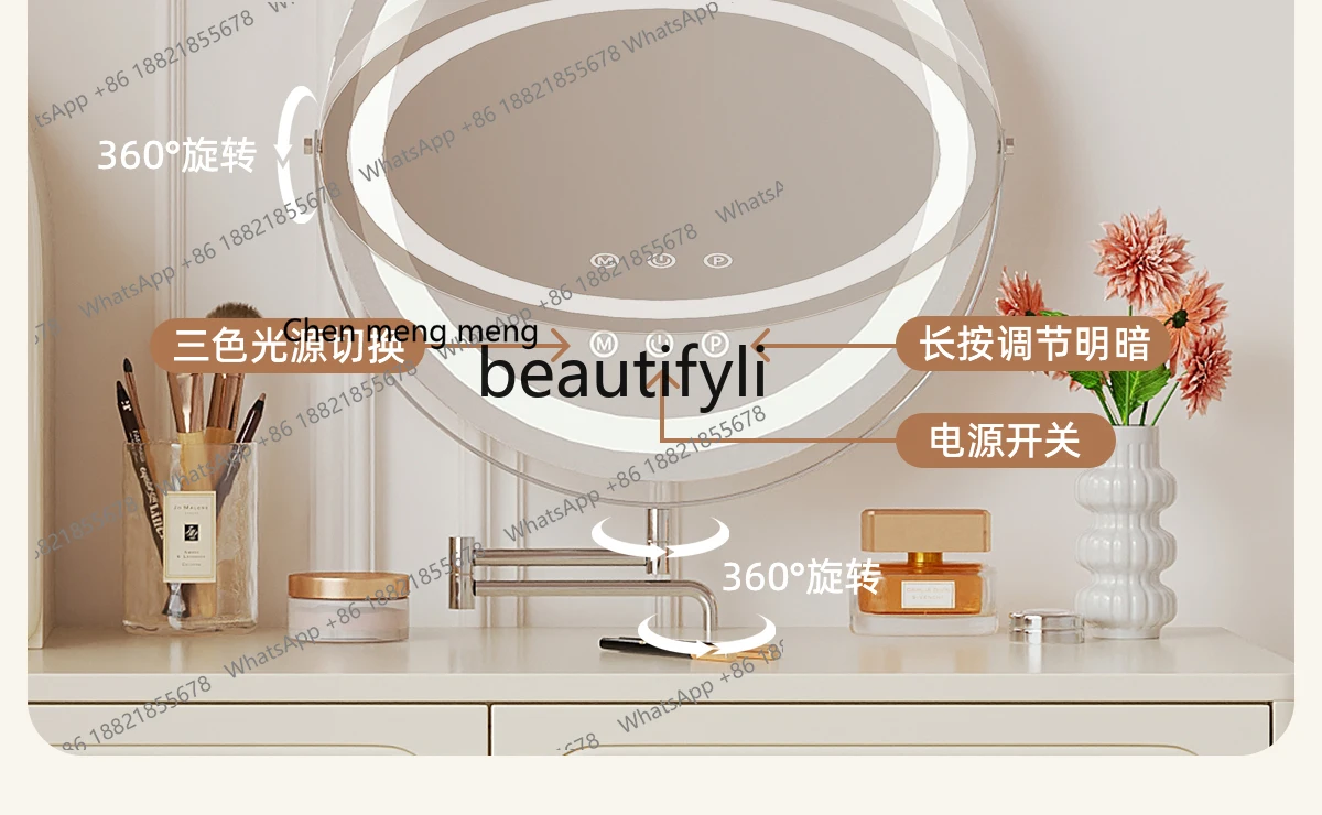 G153 Cream wind retractable dresser chest cabinet integrated solid wood French bed end corner makeup table