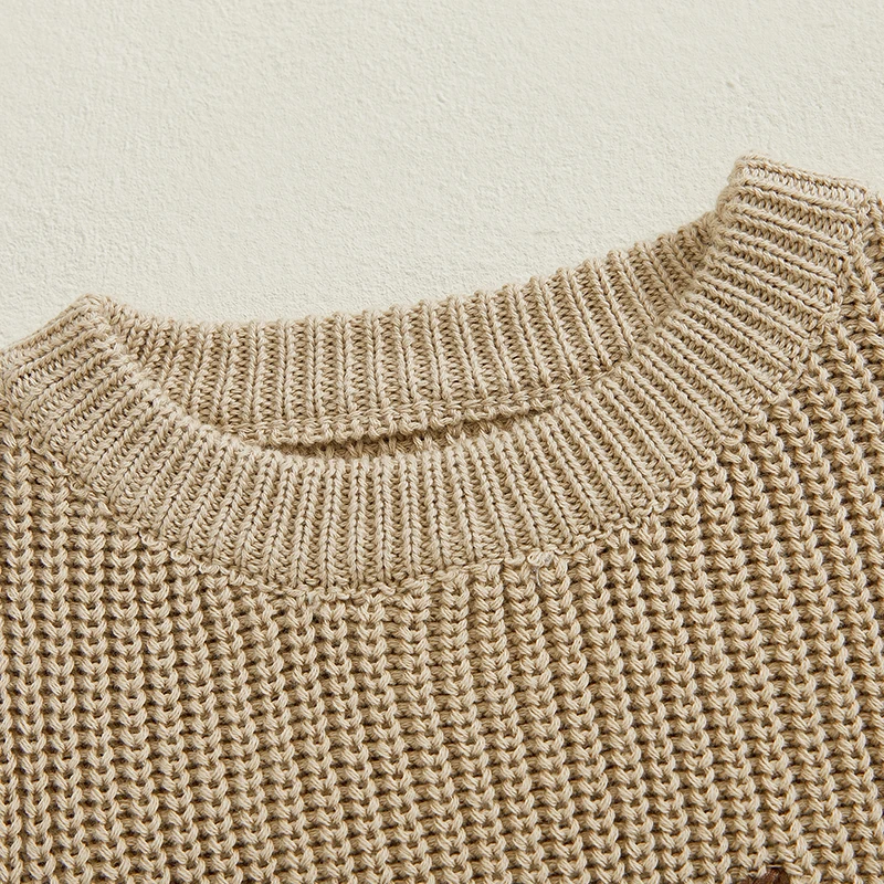 FOCUSNORM Pullover für Kleinkinder, 0–3 Jahre, Mädchen und Jungen, 5 Farben, lässig, Enten-Stickerei, warm, gestrickt, lange Ärmel, Strickwaren – Detail 9
