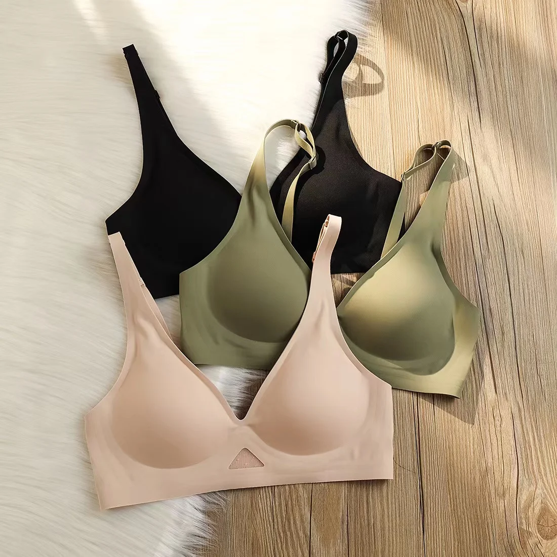 Nahtloser BH für Damen, Push-Up-Bralette mit Polstern, U-förmiger Rücken, bügellose Unterwäsche, Mesh-Splice, atmungsaktiv, V-Ausschnitt, sexy Dessous, S-XL – Detail 2