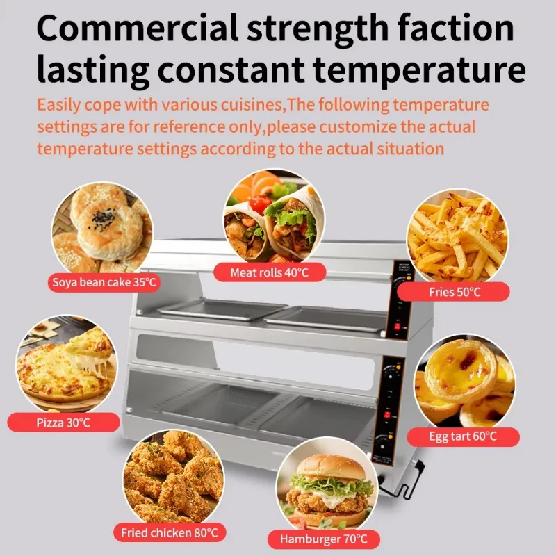 1.2M 1.5M 1.8M Food Warmer Display Electric Heated Display Showcase/hot Food Warmer/kfc Hot Cabinet/heat Food Display