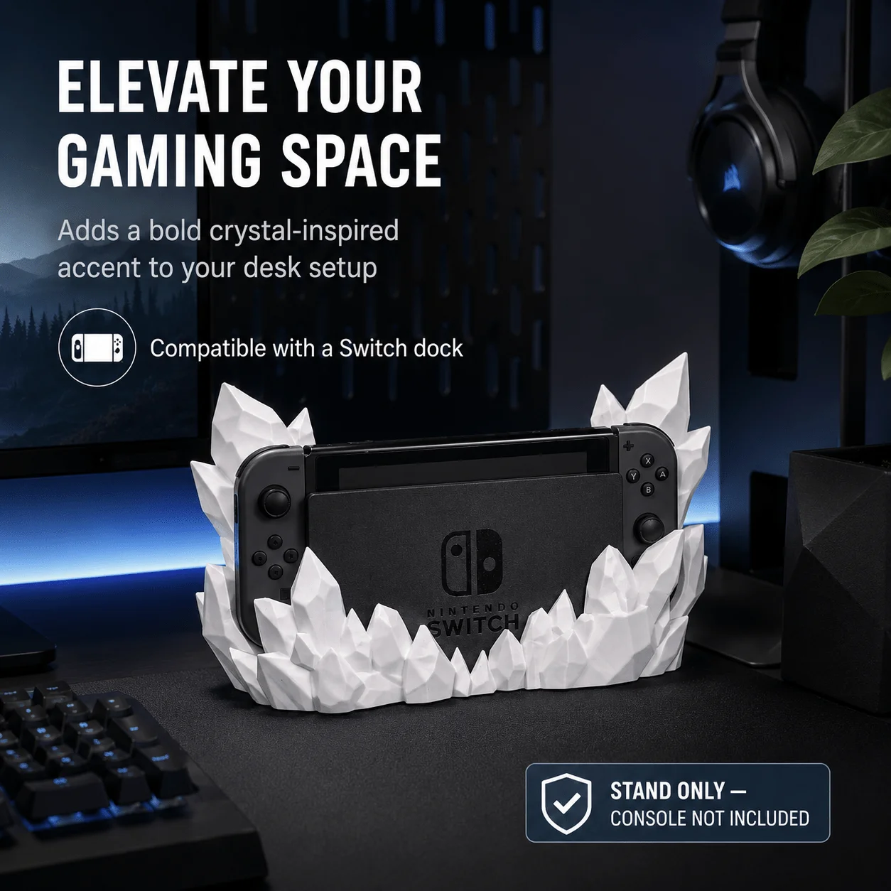 Gaming Console Stand - 스위치 크리스탈 록 도크 스탠드 호환,