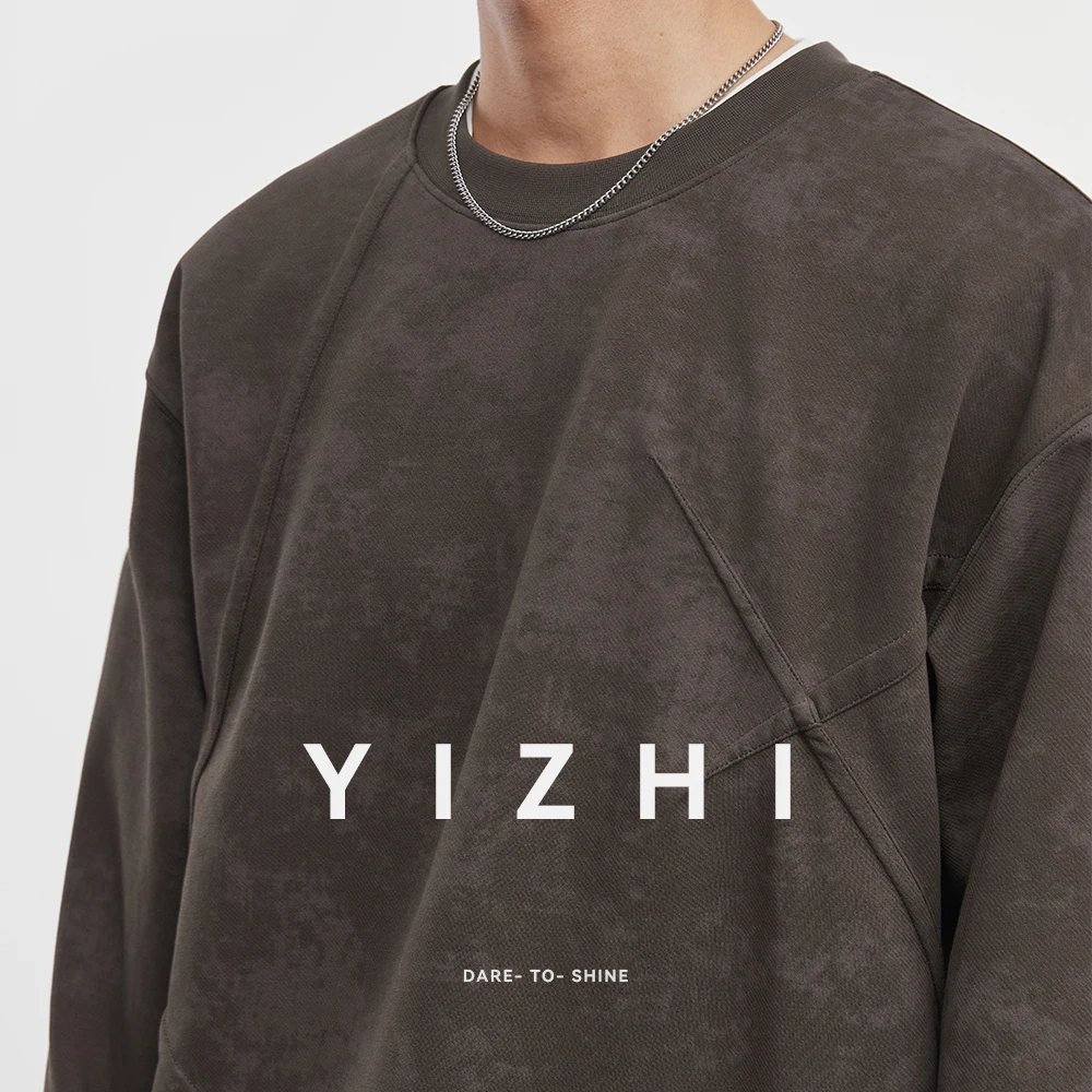 Felpa girocollo americana retrò tie-dye da uomo 2025 Primavera e autunno Nuovo design alla moda Top a maniche lunghe Pullover da uomo