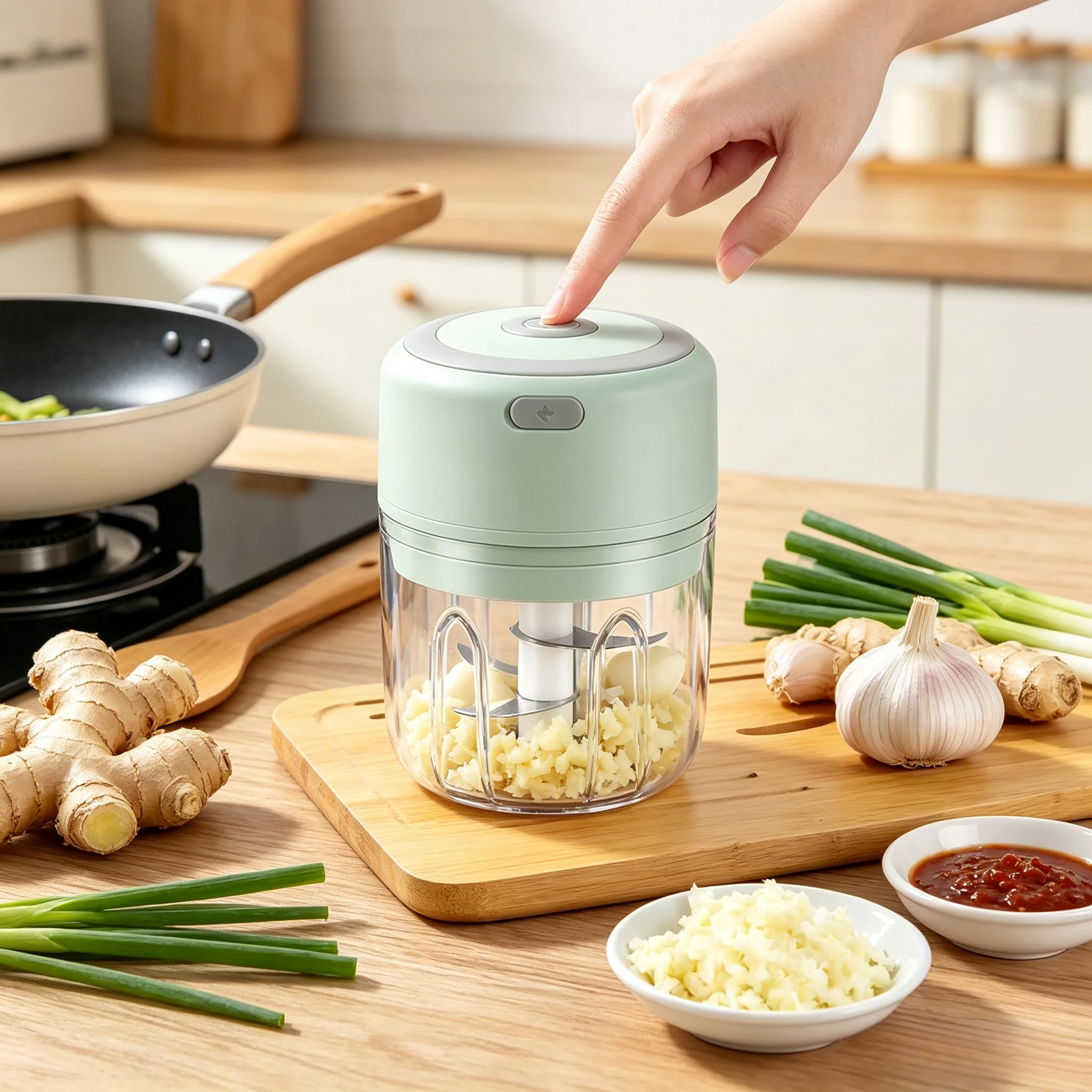 Kitchen Gadgets Electric - مفرمة ثوم كهربائية لاسلكية صغيرة قابلة