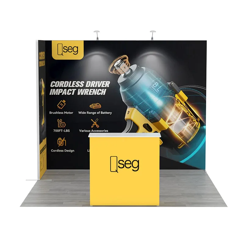 10x10 Trade Show Booth Qseg Portable Modular Aluminum Frame L Shape Exhibition Booth Backdrop 3x3 for Event