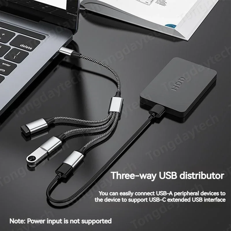 4-Port Type C USB Hub Splitter Fast Data Transmission OTG Adapter for Computer MacBook pro Air Multi Device USB Hub Extensions image 4