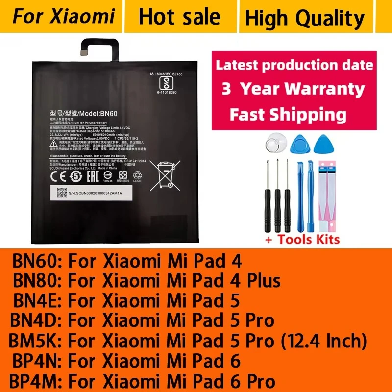 Fast Shipping 2026 Years Original New Battery For Xiaomi Mi Pad Tablet 4 Plus MiPad 4 5 6 Pro Bateria Batteries +Tools
