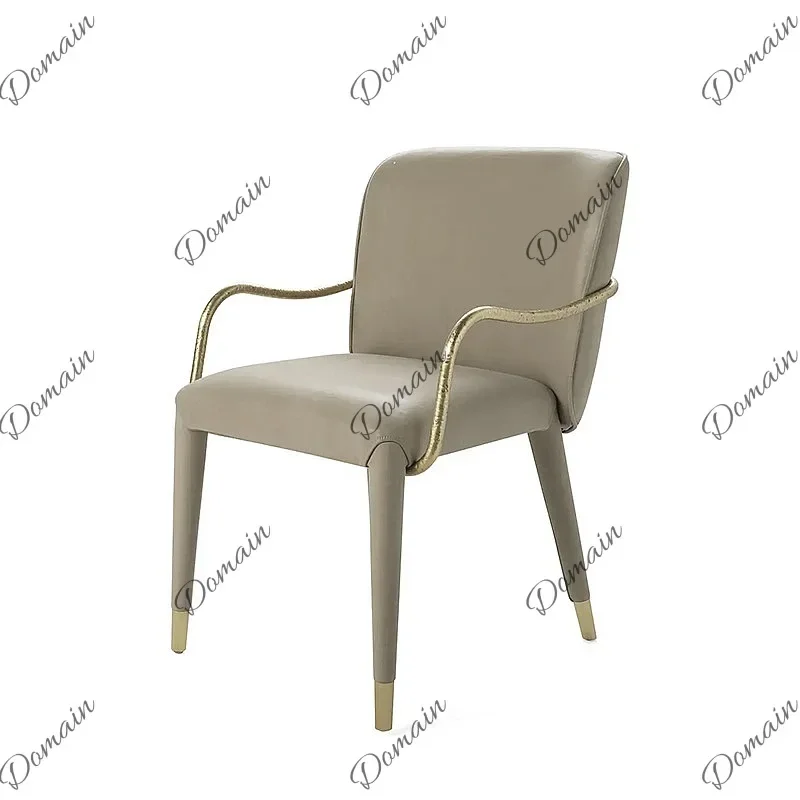 BJ Italian Light Luxury Dining Chair Modern Flower Cloth Leopard Print Embroidery Villa Household Pure Copper Dining Chair