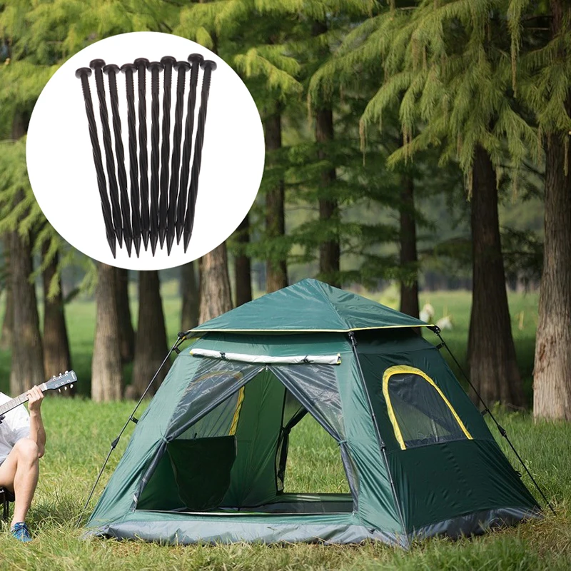 10Pcs Outdoor Camping Tent Pegs Ground Nails Screw Anchor Stakes Pegs Hiking Tent Stakes Garden Ground Nail Pins Accessories