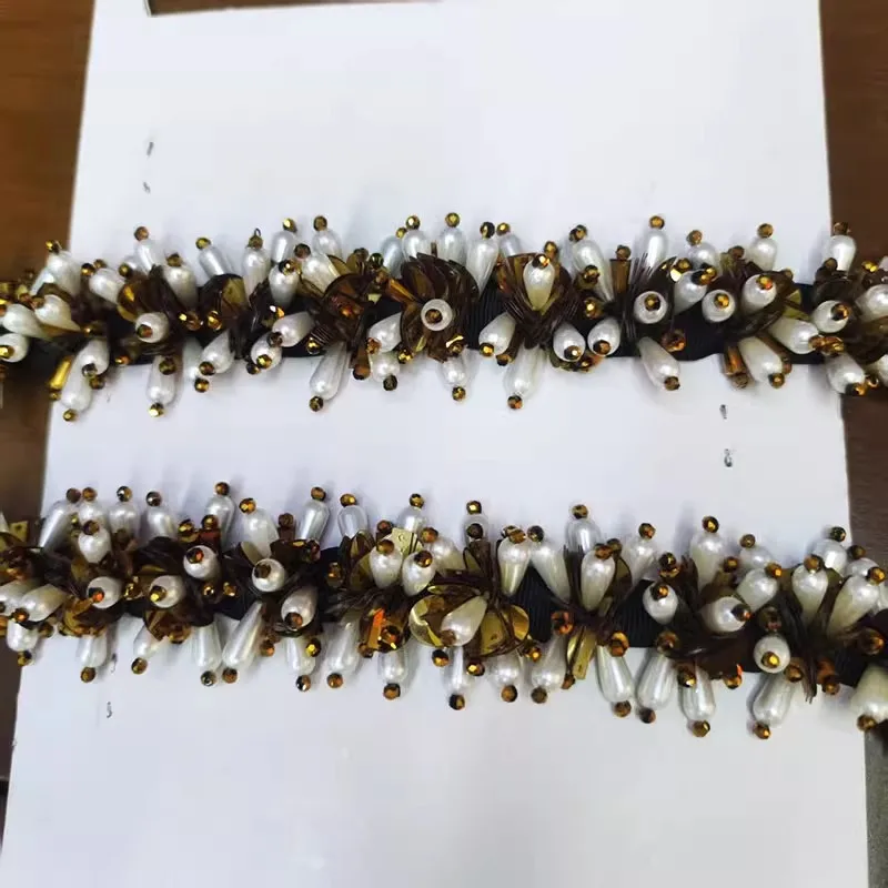 

1 ярд, 4 см, новое высококачественное кружево ручной работы из бисера от тяжелой промышленности, кружевная отделка, сделай сам, обувь, одежда, украшения, аксессуары costura