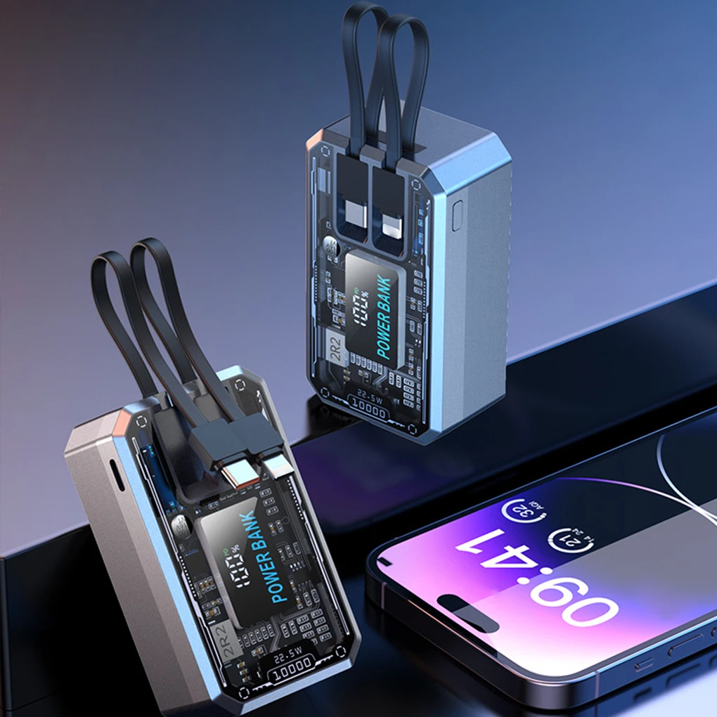 Power Bank Case DIY Shell Real-time Screen Display And Transparent Shell Visualization Battery Storage Box 10000/20000mAh
