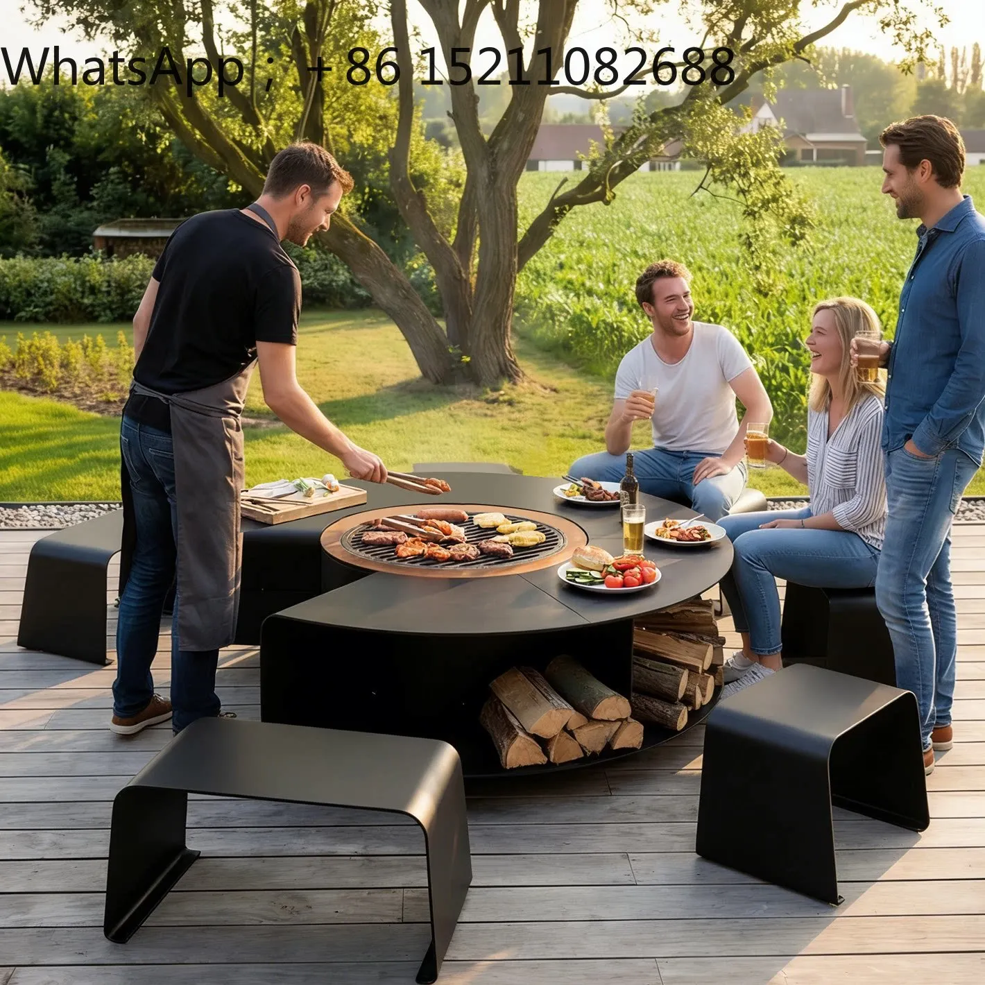 LLY Outdoor Furniture Courtyard Garden Homestay Household Campfire Grill BBQ Campfire Party Party Grill Brazier