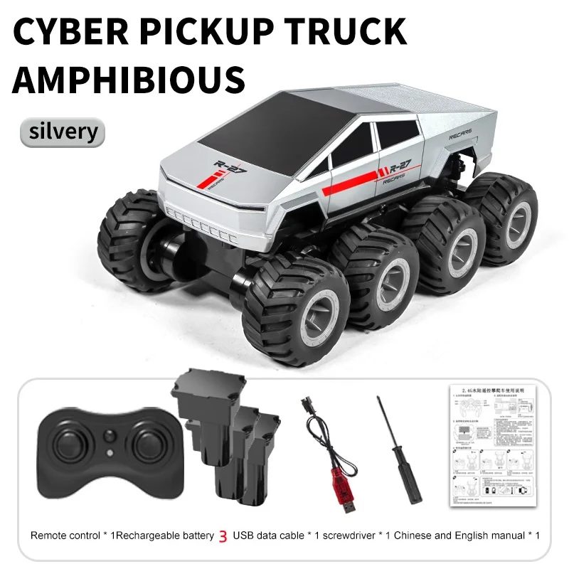8輪サイバーRCトラック 8WD水陸両用モンスタートラック オフロード水上遊戯RCカーおもちゃ 防水クライミングRCカー 子供男の子ギフトおもちゃ