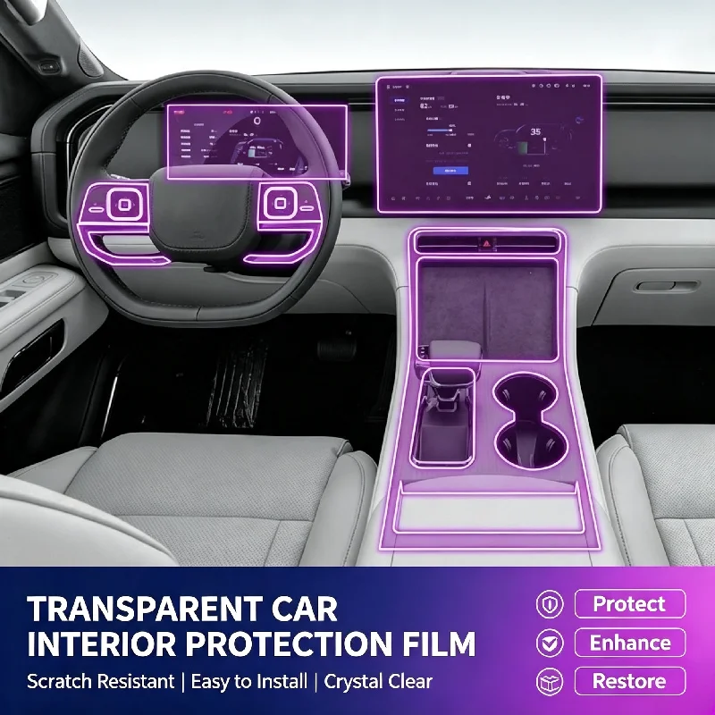 For 23-25 model Jishi 01 center console gear shift interior trim film car accessories modification transparent protective film