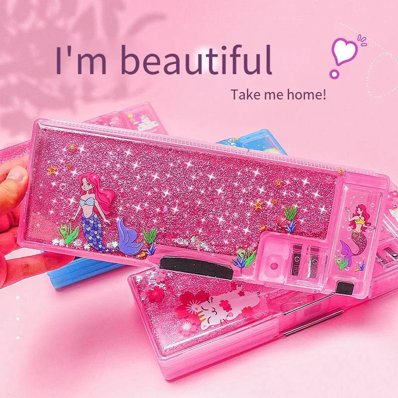 Quicksand Stationery Box Primary School Girls Multi-Functional Pencil Bag Pencil Box Girl Boy Children Cartoon