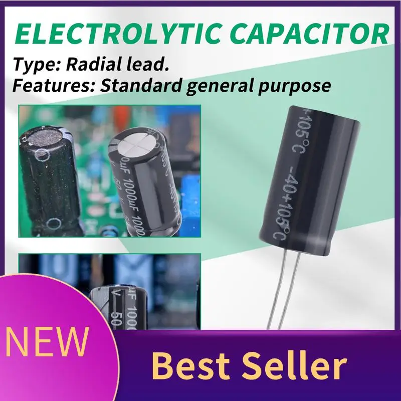 

B46C Radial Electrolytic Capacitor 50 V 1000 U F 105 C 25 X 13 Mm - Black (2 Packs)