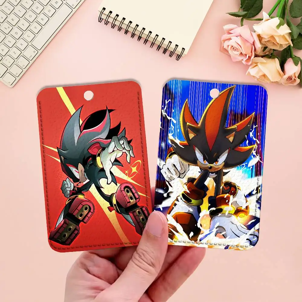 S-Shadow The H-Hedgehogs Game Premium PU Leather Card for Daily Use Holder Card Case with Metal Carabiner Customizable Design