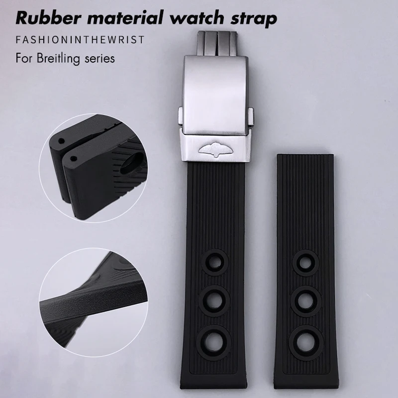 20mm 21mm 22mm 23mm 24mm Nature Rubber Silicone Watchband Fit for Breitling Superocean Avenger Heritage Waterproof Watch Strap