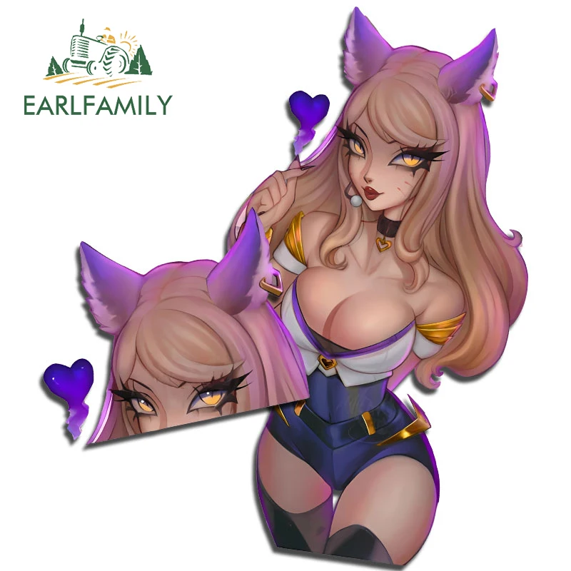 EARLFAMILY 13cm for Ahri Peek Sexy Car Stickers Graffiti Creative Decals Scratch-Proof Windshield Surfboard Decor Car Label