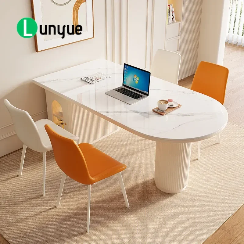 Cream Style Island Dining Table with Integrated Paint Cabinet Small Apartment Household Rock Slab Bar Open Kitchen Guide
