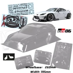 1/10個のrcシェルボディ。r86,幅195mm,透明なシェルボディ,dirft mst yokomo hpi hsp