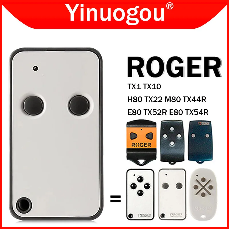 ROGER controle remoto ROGER E80 TX52R TX54R M80 TX44R H80 TX22 TX10 TX1 porta da garagem rmote controle duplicador abridor 433.92mhz