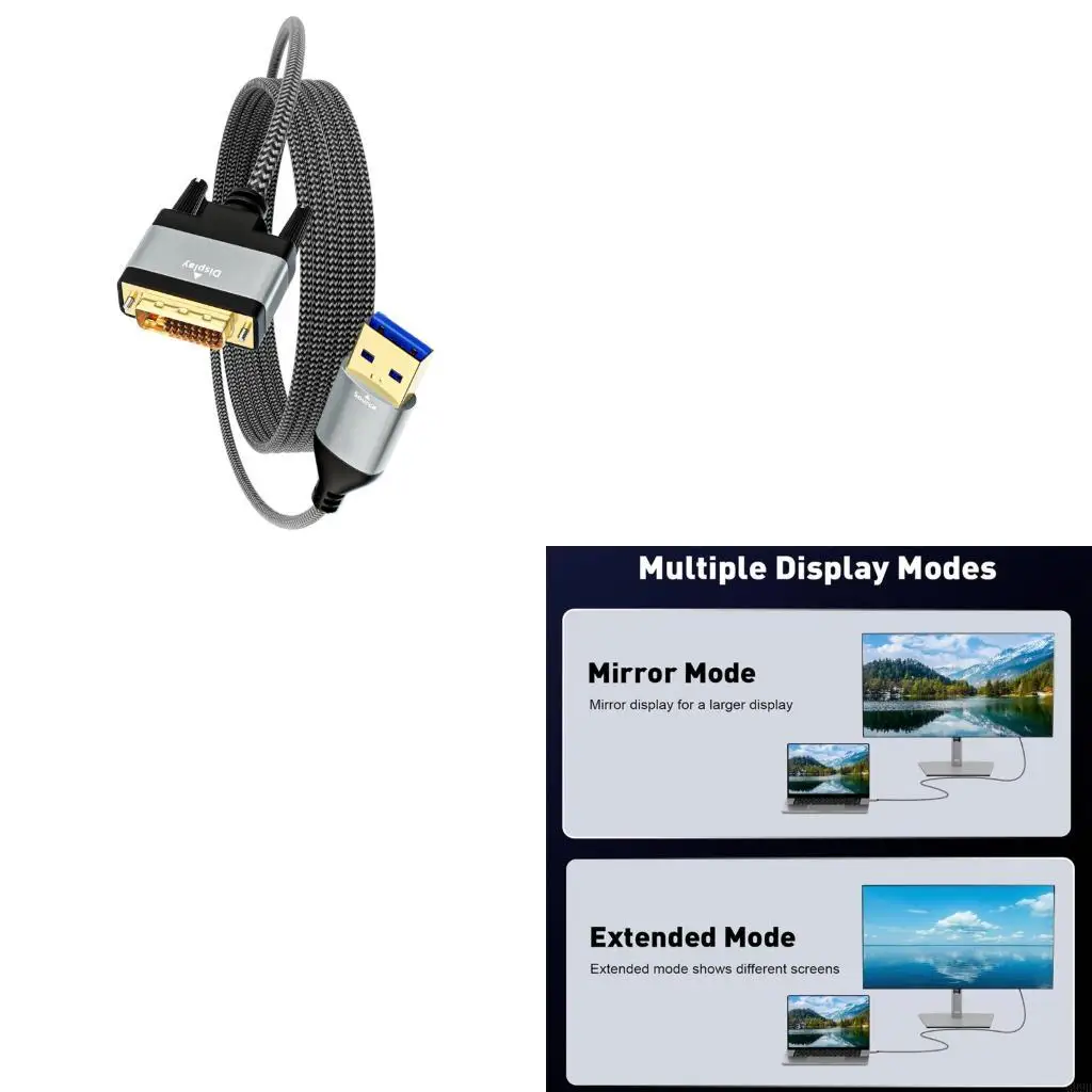 

G99B DVI мужской интерфейс USB3 Video Cable 5 Гбит / с скорость четкая визуализация для офисного дома