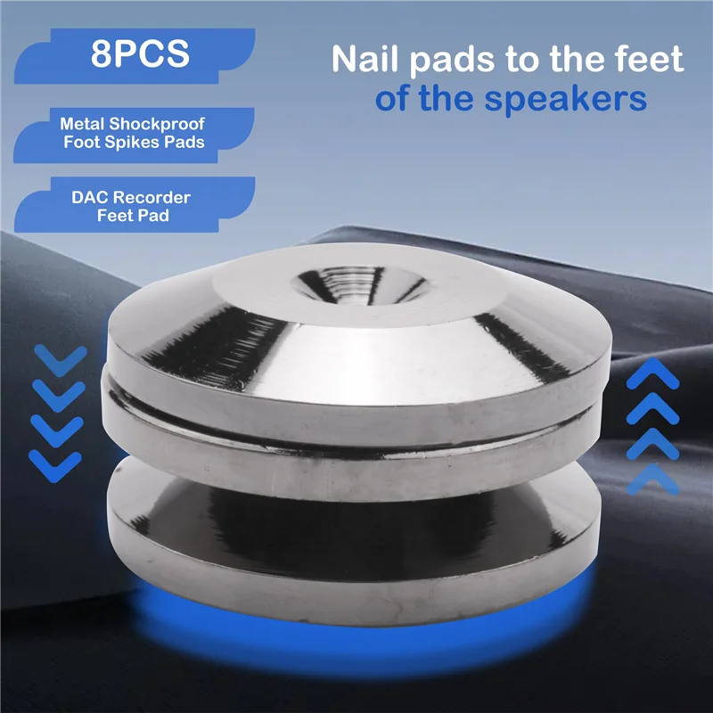 8PCS Metal Shockproof Foot Spikes Pads Stands Mats for Speakers CD Players Turntable Amplifier DAC Recorder Feet Pad