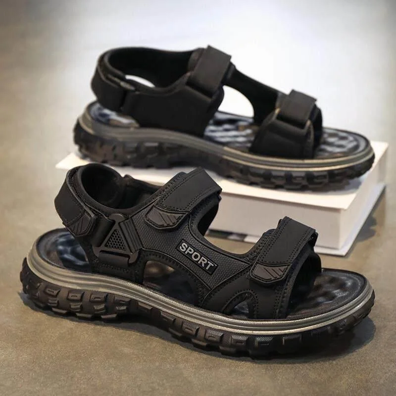 Men's Sandals 2026 New Summer Youth Sports Roman Soft Bottom Lightweight Outdoor Beach Shoes Wear Resistant Slip-On Water Shoes