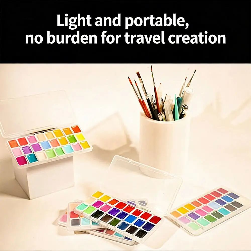 24 Colors Watercolors Paint Set Plastic 1ml Each Color Acuarela Pigments Easy To Smudge Quick-dry Solid Watercolor