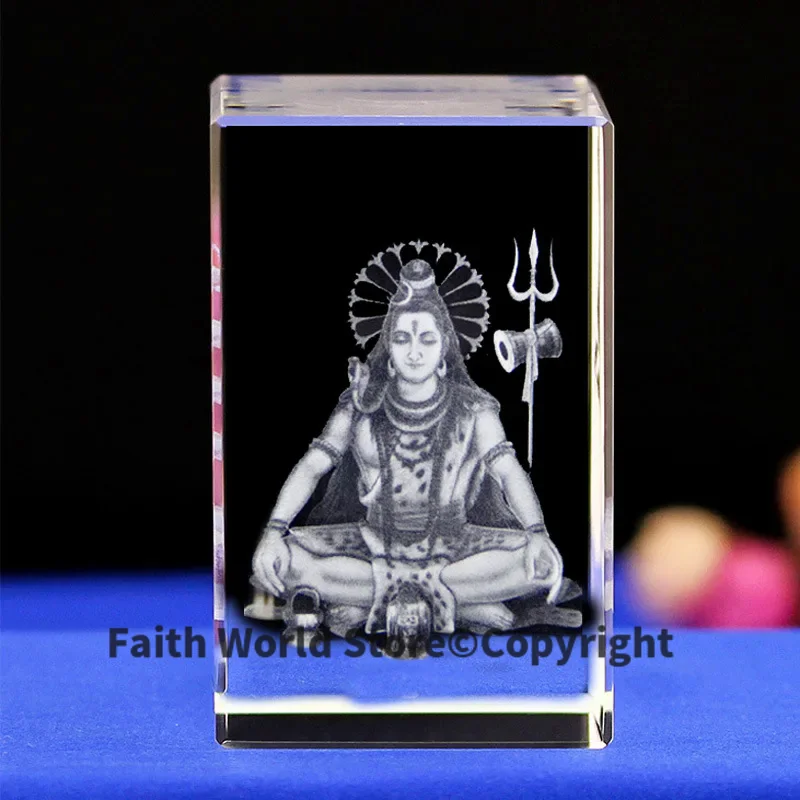 Efficacious HOME family Talisman-India HINDU GOD Hinduism Shiva Figurine 3D Crystal statue --