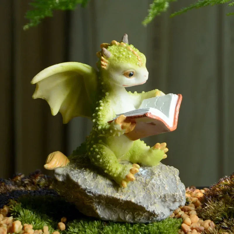 Mini Cute Dragon Ornament Resin Miniature Statue Garden Succulents Crafts For Home Bedroom Teen Room Decoration Creative cute