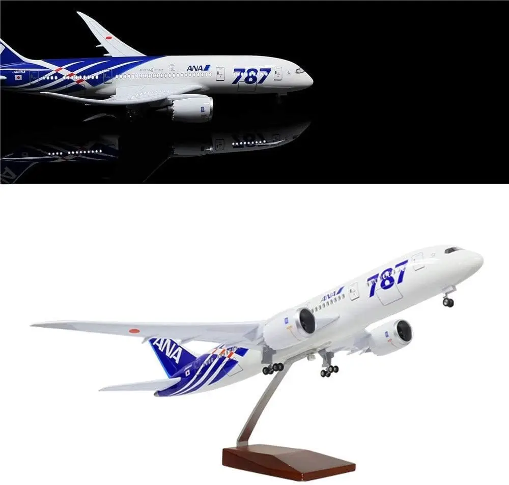 1:130 Scale 43 cm 787 Boeing Jetliner Japan ANA B787 Aircraft Model Die-Cast Resin Plane Jewellery With LED Lights For collectio